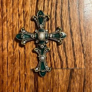 Vintage Green Cross Pendant from 50s